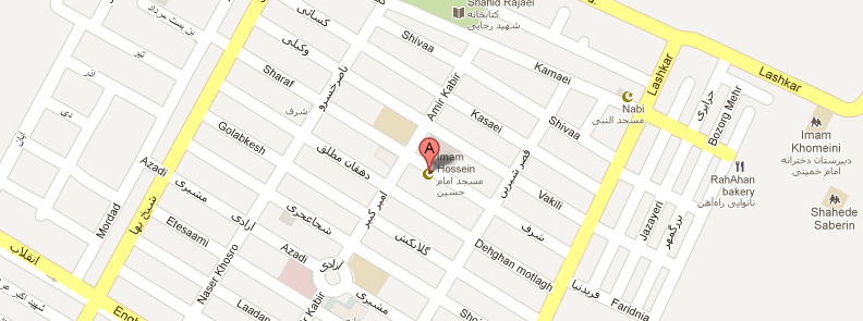 آدرس مسجد امام حسین اهواز در نقشه گوگل
